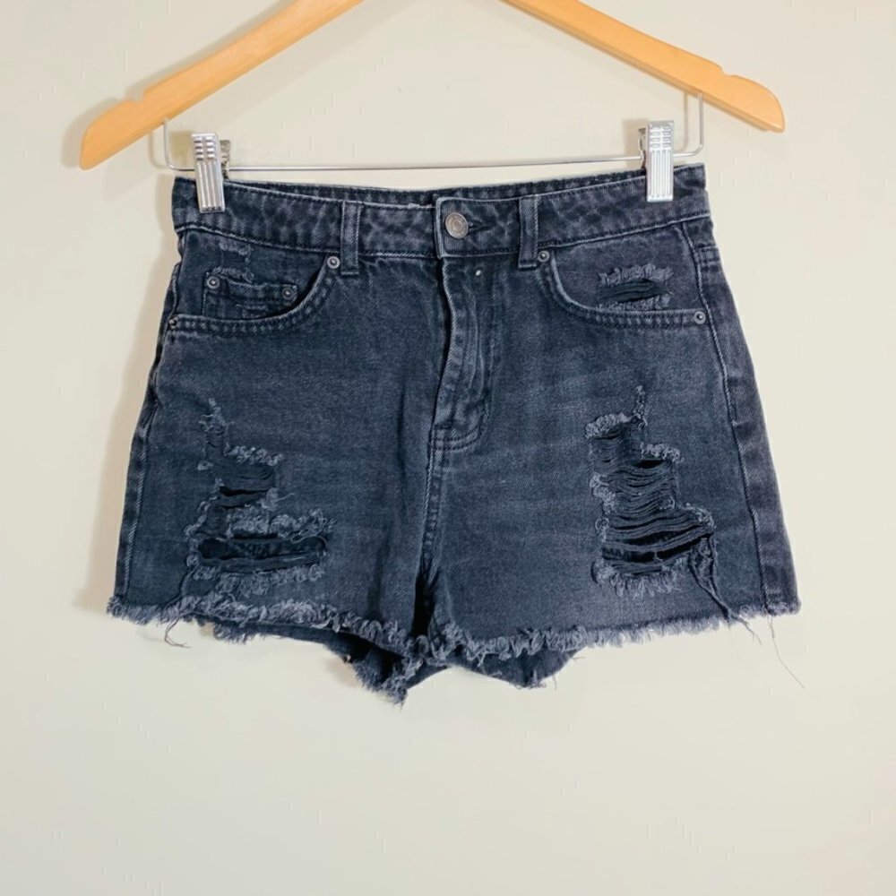 Wild Fable Black Distressed Raw Hem High Rise Shorts Women's Size 00